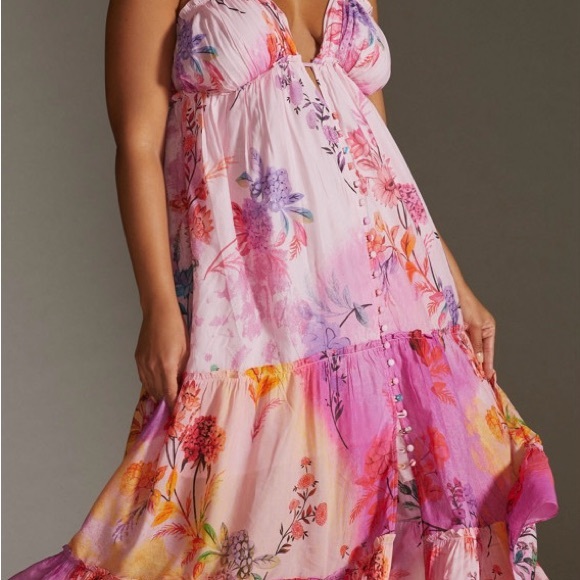 Anthropologie Dresses & Skirts - Anthropologie Floral Maxi Dress in Pink and Orange